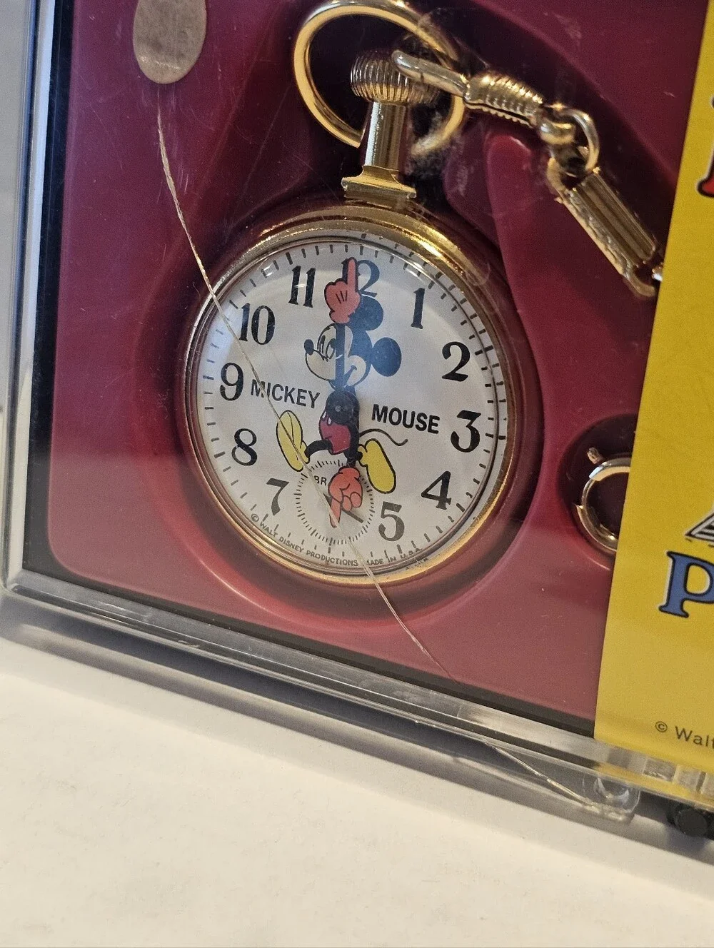 Vintage Bradley Mickey Mouse Gold Train Pocket Watch & Original Case Running
